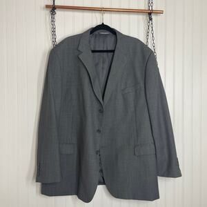 Mantoni Mens Gray 100% Virgin Wool Notch Lapel Button Blazer Size 52